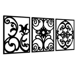 CHATYOUNG Metal Boho Wall Art - 3 Piece Modern Minimalist Wall Sculptures Abstract Geometric Black and White Artwork for Living Room Bedroom Kitchen Home Office Decor 51x21 IN