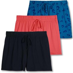 3 Pack: Women’s Plus Just my Size Soft Pajama Boxer Sleep Lounge Shorts PJ Bottoms Elastic Waistband Drawstring Stretch Casual 2023 Clothes Sweat Short Yoga Comfy Pockets Sleepwear Ladies, 3X
