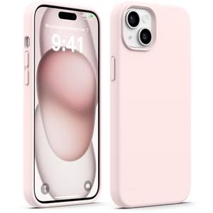 AOTESIER Shockproof for iPhone 15 Plus Case, [Food Grade Silicone] Phone Case [Military Drop Protection] with Soft Anti-Scratch Microfiber Lining, 6.7 inch, Chalk Pink
