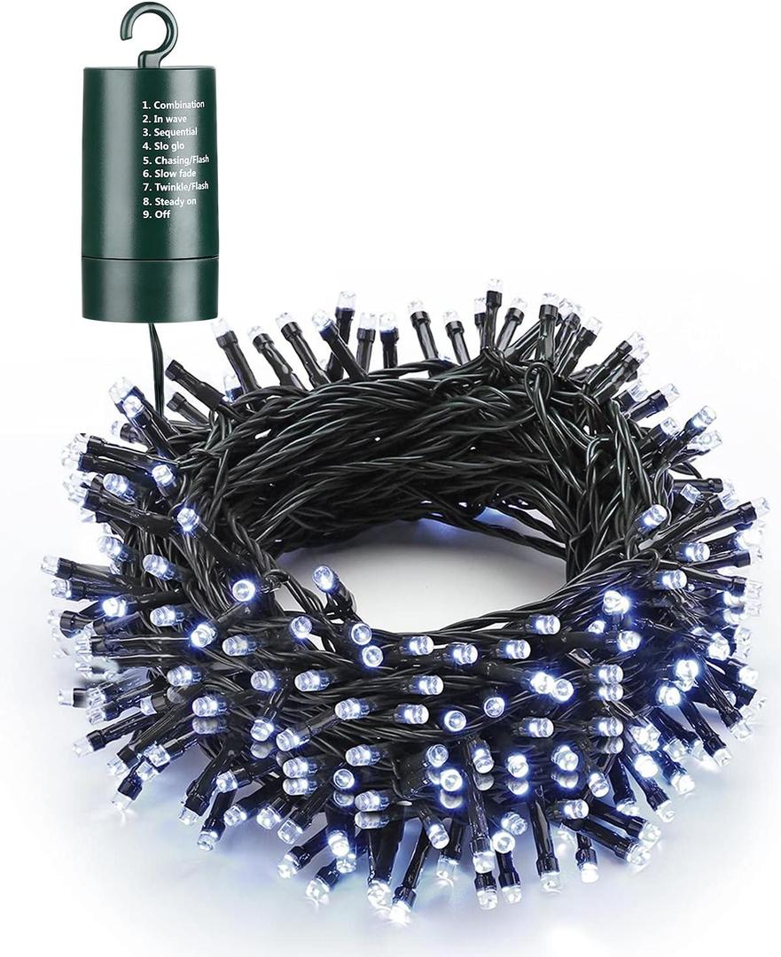 Flacchi White Christmas Lights, 66 ft 200 LED Battery Operated String Lights Waterproof 8 Modes & Auto Timer Mini Lights for Xmas Decorations, Halloween, Holiday Decor Outdoor Indoor