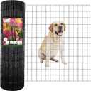 FOREHOGAR Black PVC Coated Welded Wire Fence 36 Inch x 100 Foot, 2 Inch x 3 Inch 16GA, Garden Border Fencing Roll Vinyl Coating Metal Wire Mesh for Yard Vegetable Plant Protection Poultry Netting