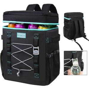 INSMEER Cooler Backpack, 32Cans/24L Large Backpack Cooler, Collapsible Soft Cooler Bag with Leakproof and Water-Resistant- Ideal for Beach, Travel, Picnic, Hiking, and Grocery Shopping