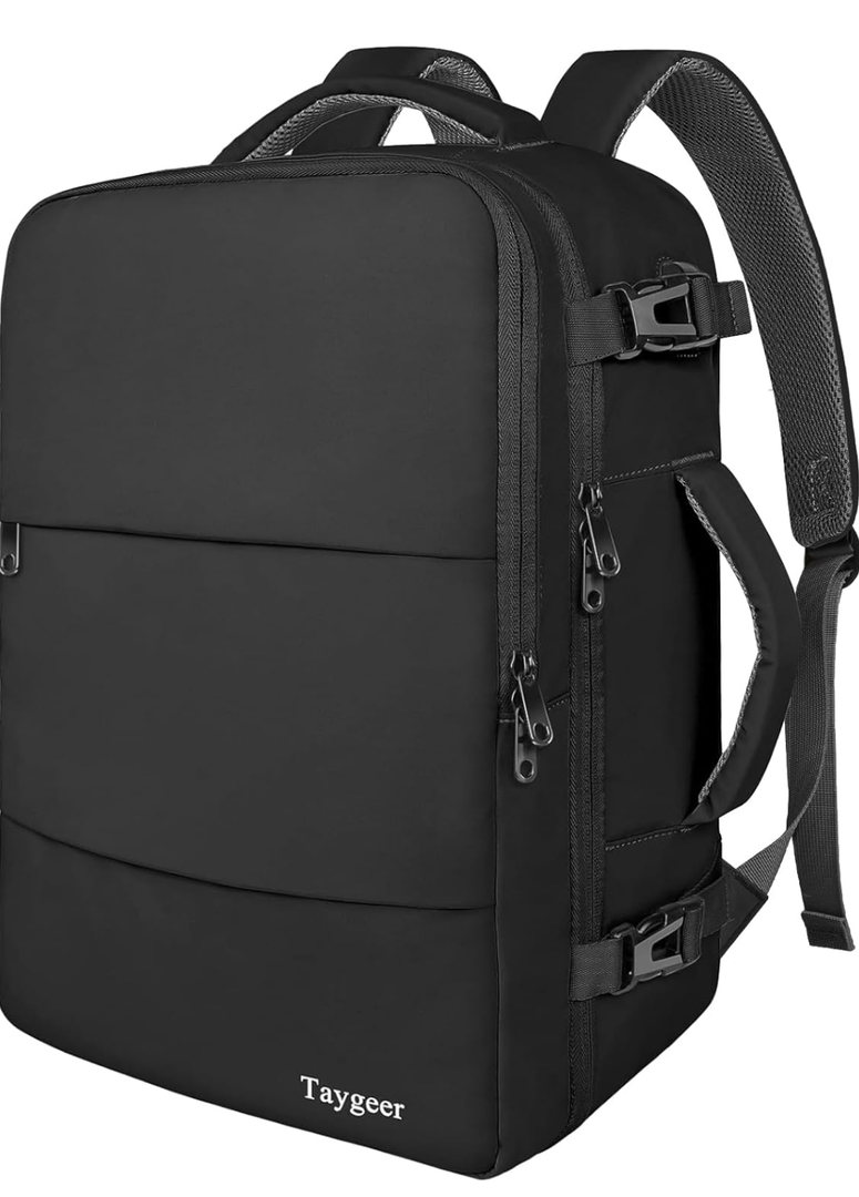 Taygeer Travel Laptop Backpack for Men Women, Airplane Approved Travel Backpack Suitcase with Usb Charging Port, Lightweight College 35l Luggage Bag 15.6inch Laptop Mochila Gifts for Business,Black