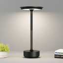 Cordless Table Lamp, LED Rechargeable Table Light with 3 Temp Settings, Stepless Dimming, 5000mAh Battery, USB-C, Memory, Aluminum Alloy, for Home, Patio, Restaurant, Outdoor. Black