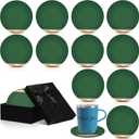 LemonRoad 12 Pcs Thank You Appreciation Coasters Set for Teacher Appreciation Gifts Bulk, Drink Absorbent Wood Coasters with Gift Box for Desk Classroom Supplies Teacher Employee(Blackboard,Black)