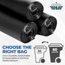 55 Gallon Large Trash Bags [39 X 56 20 Micron] 20 Black Contractor Garbage Bags | Heavy Duty Lawn Leaf Yard Waste Bags | 55-60 Gallon Extra Large Construction Industrial Plastic Trash Can Liners