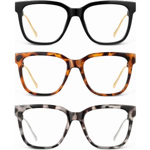 JM Oversized Reading Glasses for Women - Square Stylish Readers for Woman Men/W Blue Light Blocking Trendy Womens Reader