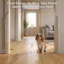 Clear Acrylic Freestanding Dog Gate, Foldable No Drill Indoor Pet Barrier
