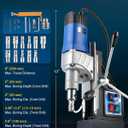 ZELCAN Mag Drill Press with 11 Pcs Bits, 1550W Portable Magnetic Drill Press with 2" Boring Diameter, 0-580 rpm Stepless Speed & Reversible Direction, 2922 lbf Power Magnetic for Metal Surface