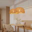 Arturesthome 1 Light Rattan Woven Pendant Light,Hand-Woven Flower Shaped Ceiling Chandelier,Handmade Hanging Lamp Shade for Dining Room Bar Cafe Rustic Decor D 23.6*12.59