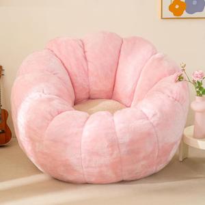 Pumpkin Bean Bag Sofa Chair for Adult, Beanbag Couch with Filler for Reading and Relaxation, Comfy and Lazy Sofa for Dorm, Apartment, Living Room and Bedroom, Pink, XXX-Large