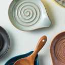 Spoon Rest, Large Ceramic Spoon Holder for Stove Top, Heat-Resistant Cooking Spoon Rest for Kitchen Counter Decor, 5 Inches (Gray)