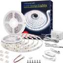 Led Strip Lights 32.8ft White Dimmable Led Light Strip Flexible Rope Lights Kits with 12v Etl Power Supply, Adhesive Clips, Dimmer Switch and Connectors for Indoor Decor