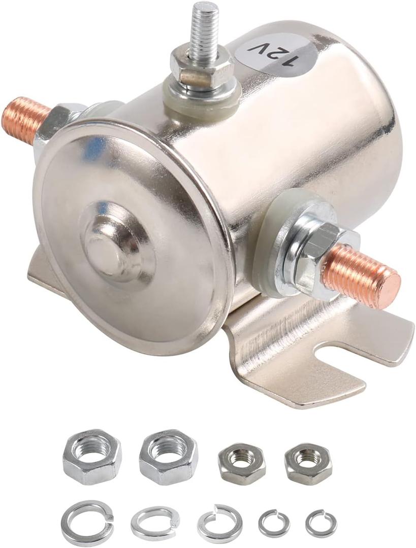 Max 200A 12 Volt 3 Terminal Continuous Duty Solenoid Relay for Golf Carts Heavy Duty Winch Marine in Rush 24106 SPST 12VDC 12V Solenoid Relay Zinc Plating