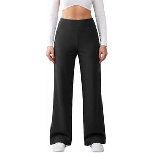 JEKAOYI Womens Casual High Waist Straight Leg Pants Stretchy Button Business Dress Work Pocket Trousers (Black, S)