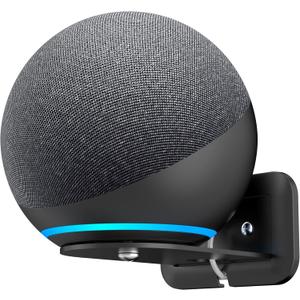 HomeMount Metal Wall Mount for Google Nest Mini & Echo 4th Gen - Speaker Wall Mount Holder with Cable Management to Hide Messy Wires Space-Saving Accessories(Black)