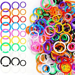 150PCS Loose Leaf Binder Rings, Plastic Colorful Book Rings for Index Cards, 10 Colors 3 Sizes (0.59/0.78/1 Inch) Key Paper Ring for School/Office/Home DIY