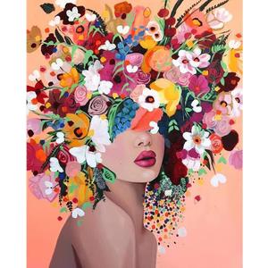 Ginkko Paint by Numbers for Adults Beginner & Kids Ages 8-12 with Wooden Frame Easy Acrylic on Canvas 9x12 inch with Paints and Brushes, Girls and Flowers (Include Framed)