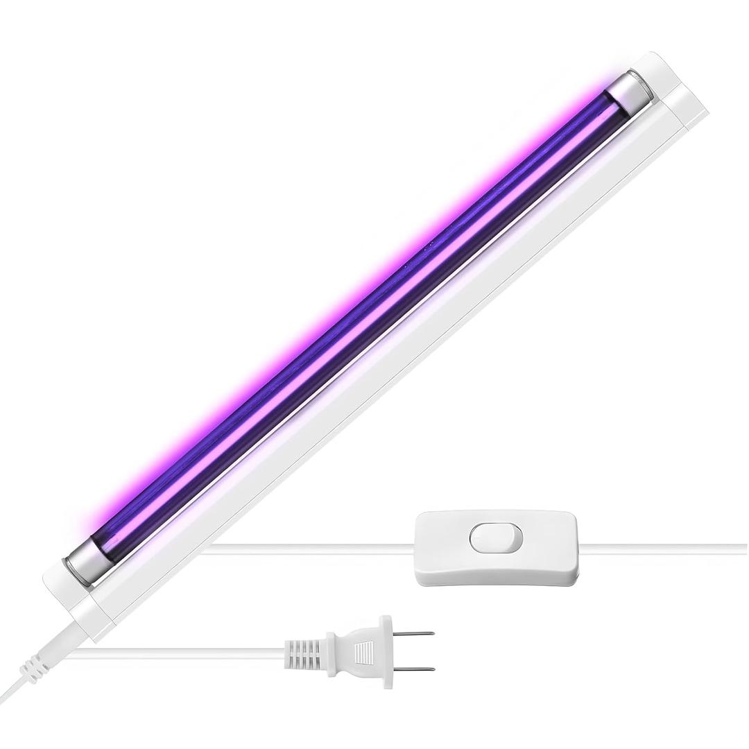 COOSPIDER UV 365nm Black Light for Resin Curing Strip Fixture with T5 6W Bulb, Plug and Switch F6T5 Lamp  Tubes