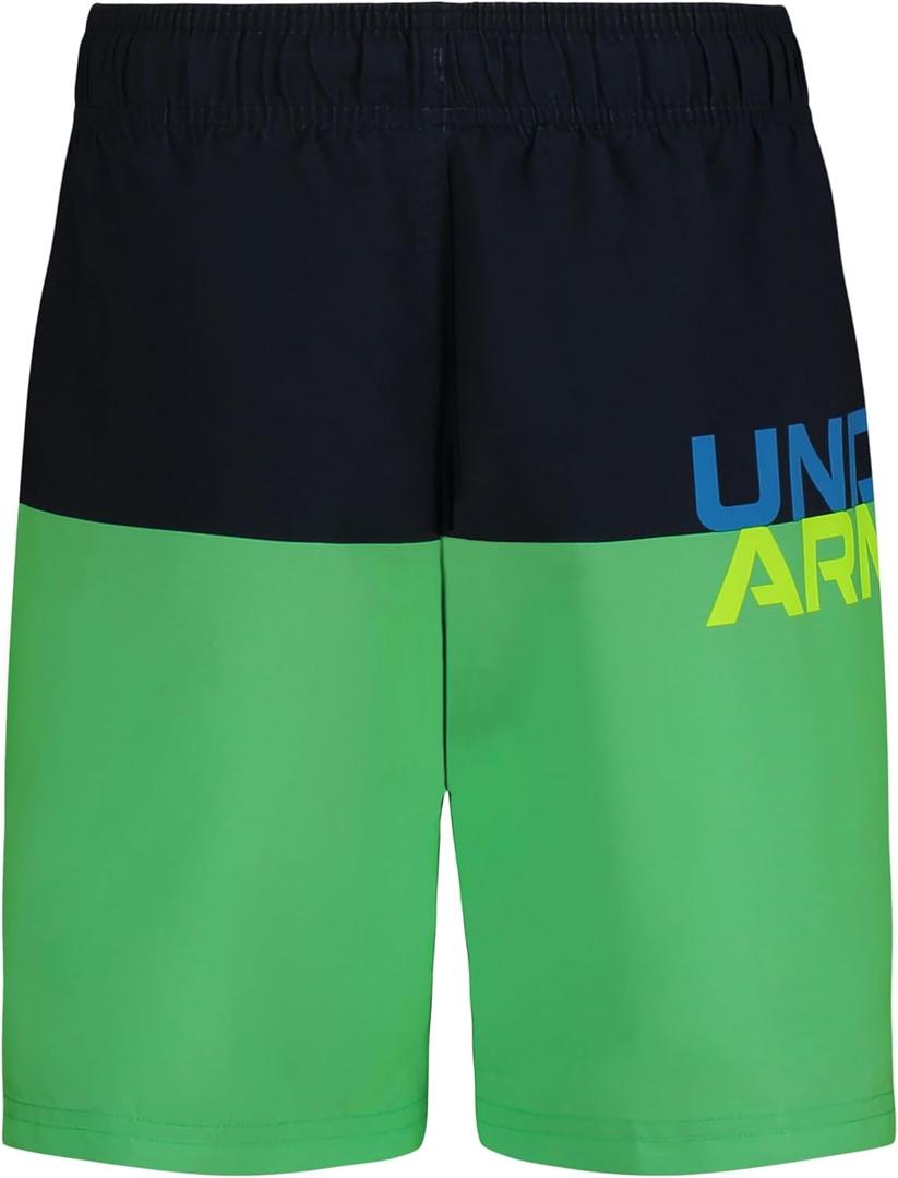 Under Armour Boys' Swim Trunk Shorts, Lightweight & Water Repelling, Quick Dry Material (Small, Vapor Green Color Block)