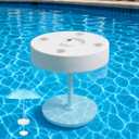 Briwooody Floating Pool Umbrella Stand with Table, Portable Shade Base Holder with Weighted Base and 4 Cup Holders, Pool Sunshade Support for Pools and Hot Tubs (Umbrella Not Included), 20.5 x 9 x 6 inches