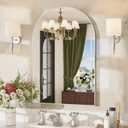 Umzodo 24x36 Inch Arched Bathroom Mirror, Wall Mounted Arch Vanity Mirror for Over Sink, Tempered Glass, Brushed Nickel Aluminum Frame, for Bathroom Bedroom Entryway Living Room