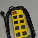 8 Outlet Heavy Duty Power Strip, 2700J Surge Protector with 10FT Extension Cord, Industrial Metal Powerstrip 15Amp, Wall Mount for Garage, Workshop, Home Office, Wide Spaced (10ft)