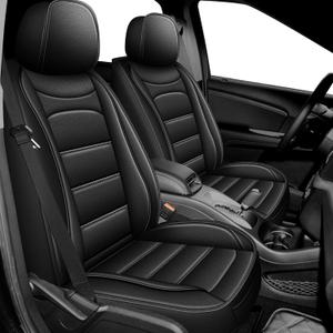 Fit for 2011-2020 Dodge Journey Car Seat Covers : Waterproof Faux Leather Seat Covers Automotive Breathable Seat Cushion Protector Airbag Compatible (2pcs Front, Black)