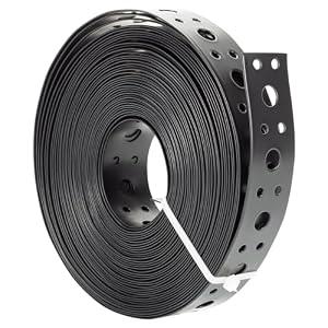 MetalStrap 1 inch x 3 apping with Holes BlackMetal Strap 1-Inch x 33FT 0.6mm Thickness for Pipe Support Pipe Hanger Strap Metal Strapping with Holes Black