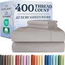 400 Thread Count Cotton Sheet Set - Full Size 100% Cotton Sheets - Easily Fits 8" to 16" Mattress - Silky-Soft, Wrinkle Free, Breathable & Comfy - Deep Pockets & Hotel Quality Bedding Set - Light Grey