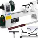 CXRCY Wood Lathe, 8" x 12" Mini Benchtop Wood Lathe Machine 1/3 HP Infinitely Variable Speed 750-3200 RPM with 2 Tool Rests, Lathe Chisel, Goggle for Woodworking, Woodturning (8"x12" (W/Chisel))