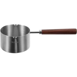 Kichvoe Small Sauce Pan with Handle 8.26In Stainless Steel Mini Oil Drip Pot 250Ml Compact Kitchen Saucepan with Double Pour Spouts for Heating Oils and Sauces