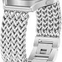 JR.DM Starlight Metal Watch Band Women 20mm Dressy Strap Stainless Steel Chain Bracelet Compatible with Samsung Galaxy Watch 7/6/5/4/Active 2/4 6 Classic/5 Pro/FE 40mm 42mm 43mm 44mm 45mm 46mm 47mm