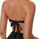 SUUKSESS Women Bandeau O Ring Bikini Sets Tie Back High Waisted 2 Piece Swimsuit (Black, XL)