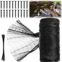 Koi Pond Netting Kit 15 x 20ft, Bird Deer Fence Netting, Durable Net Cover for Leaves, Heavy Duty Fine Mesh, Protect Fish from Blue Heron Birds, Cats & Predators, 20pcs Stakes & Ties Included (Black)
