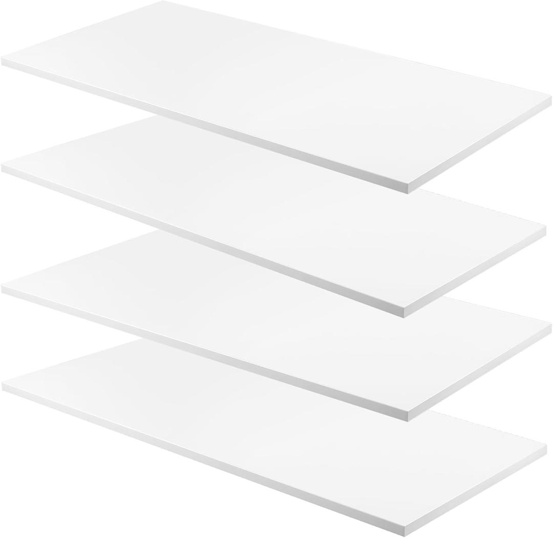 Cabinet Shelf White Floating Shelves Wood Shelves for Wall Wooden Storage Display Shelf Board for Bathroom Bedroom Kitchen Garage, 5/8 Inch Thick(30 x 14 Inch,4 Pcs)