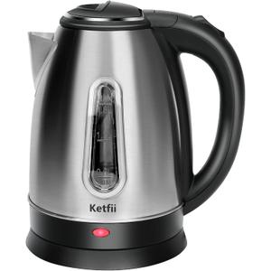 Stainless Steel Electric Kettle, 1.8 Liters Tea, Coffee Kettle & Hot Water Boiler, 360° Swivel Base, BPA Free, Auto Shut-Off, Boil-Dry Proof, 1100W