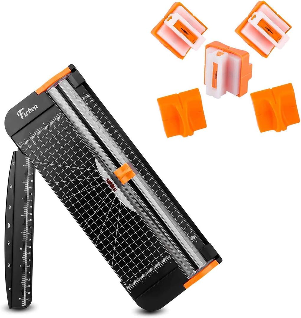 Firbon A4 Paper Cutter Bundle with 5Pcs Replacement Blades, 12 Inch Titanium Paper Trimmer Scrapbooking Tool with Side Ruler for Craft, Coupon, Label, Cardstock Firbon A4 Paper Cutter Bundle with 5Pcs Replacement Blades, 12 Inch Titanium Paper Trimmer Scrapbooking Tool with Side Ruler for Craft, Coupon, Label, Cardstock