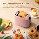 iSiLER 2 Slice Toaster, 1.3 Inches Wide Slot Bagel Toaster with 7 Shade Settings and Double Side Baking, Removable Crumb Tray, Defrost Cancel Function Pink