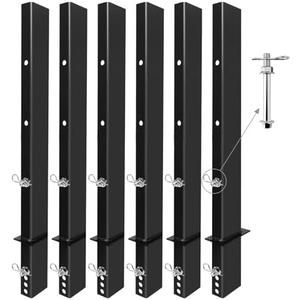 SALUINOKI 6Pack 30" C Channel Pipe Stake for Flatbed Trailer Hauler Adjustable Bolt-On Anti-Loss, 30 inch Flatbed Trailer Stake Pocket D Ring, Trailers Stakes Side Rail Black