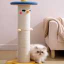 Cute Cat Scratching Post, 31 inch Very Tall Thicker Scratch Post w/Perch Bed, Full Strectch for Indoor Cats, Adult/Kitten/Kitty Sisal Rope Scratcher, Large Play Toy Stand, Adjustable Height Furniture