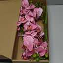 IPOPU Hot Pink Flowers Artificial Orchids 5PCS Sparkly Silk Phalaenopsis Dark Pink Flowers Faux Orchids for DIY Wedding Bouquet Bridal Shower Home Party Decorations (Hot Pink)