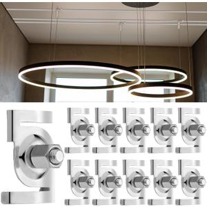 Shimeyao 10 Pcs T Bar Ceiling Clips Track Lighting Attachment 120v T Bar Grid Drop Ceiling Clip to Mount Track to Drop Grid for Systems in Chrome (Silver)
