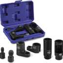 WORKPRO 6PCS O2 Oxygen Sensor Socket, Automotive 3/8" 1/2" Drive x 1-1/16" 7/8" 27mm 22mm O2 Sensor Socket Removal Tool and Thread Chaser Set, for Oil Pressure Vacuum Thermal Oxygen Sensors