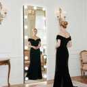 Kosmonia 56x18 Hollywood Full Length Mirror with Light, 17 Dimmable Bulbs & 3 Color Smart Touch Control, Distortion Free, Tempered Glass, Safe Full Body Mirrors with Stand