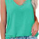 2 x CRAZY GRID Women's Tank Tops V Neck Casual Sleeveless Tops for Women 2025 Basic Trendy Tank Oversized Summer Blouses S-3XL (L)