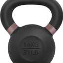 Yes4All Powder Coated Kettlebell, Cast Iron Core Kettlebells with Non-Slip Handle & Flat Bottom for Conditioning, Heavy Duty for Strength Training, 9lb to 71lb - Single & Pair (Brown)