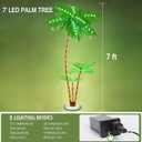OUSHENG Lighted Palm Tree Bar Outdoor Christmas Decorations Decor, Light Up LED Artificial Fake Faux Trees Lights for Outside Patio Yard Pool Porch Deck Party Tropical, 7FT