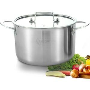 LOLYKITCH Tri-Ply Stainless Steel 5 QT Stock Pot with Lid, Induction Cooking Pot,Soup Pot,Compatible with All Stoves,Oven and Dishwasher safe.