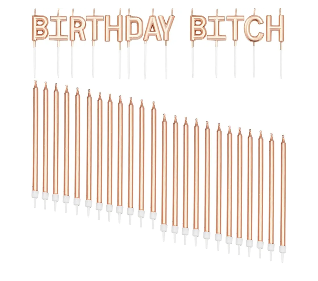 BLUE PANDA - Birthday B Cake Candles with Holders (37 Pack)